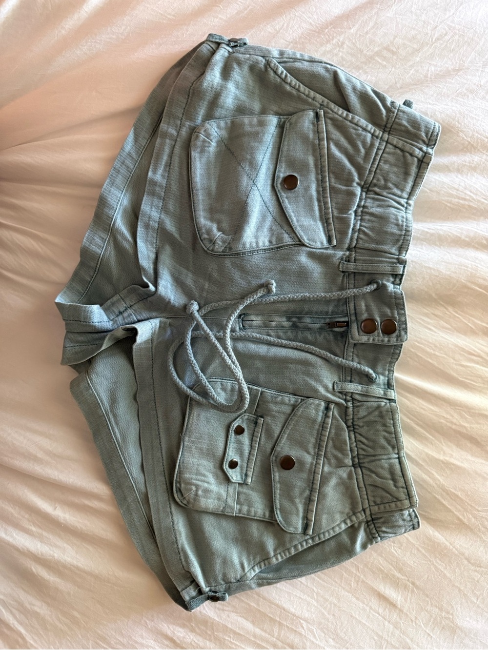 Free People Sage Green Cargo Drawstring Shorts